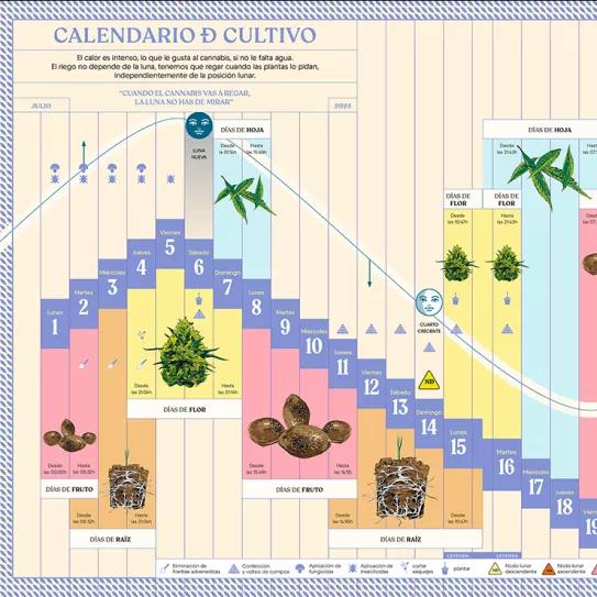 Calendario biodinámico y lunario de julio 2024. Cáñamo 319