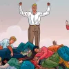 Crecimiento personal, enanismo social Ilustración de Cristóbal Fortúnez