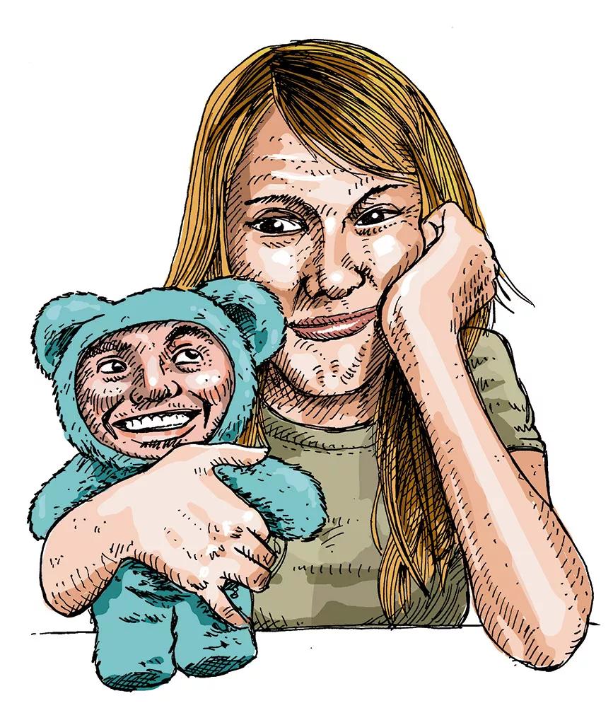 Mujer con peluche