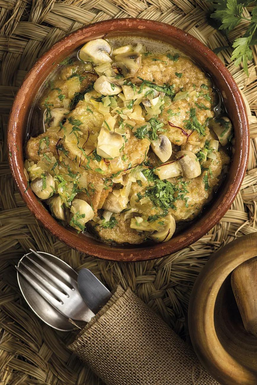 Patatas a la importancia con champis y Kraken