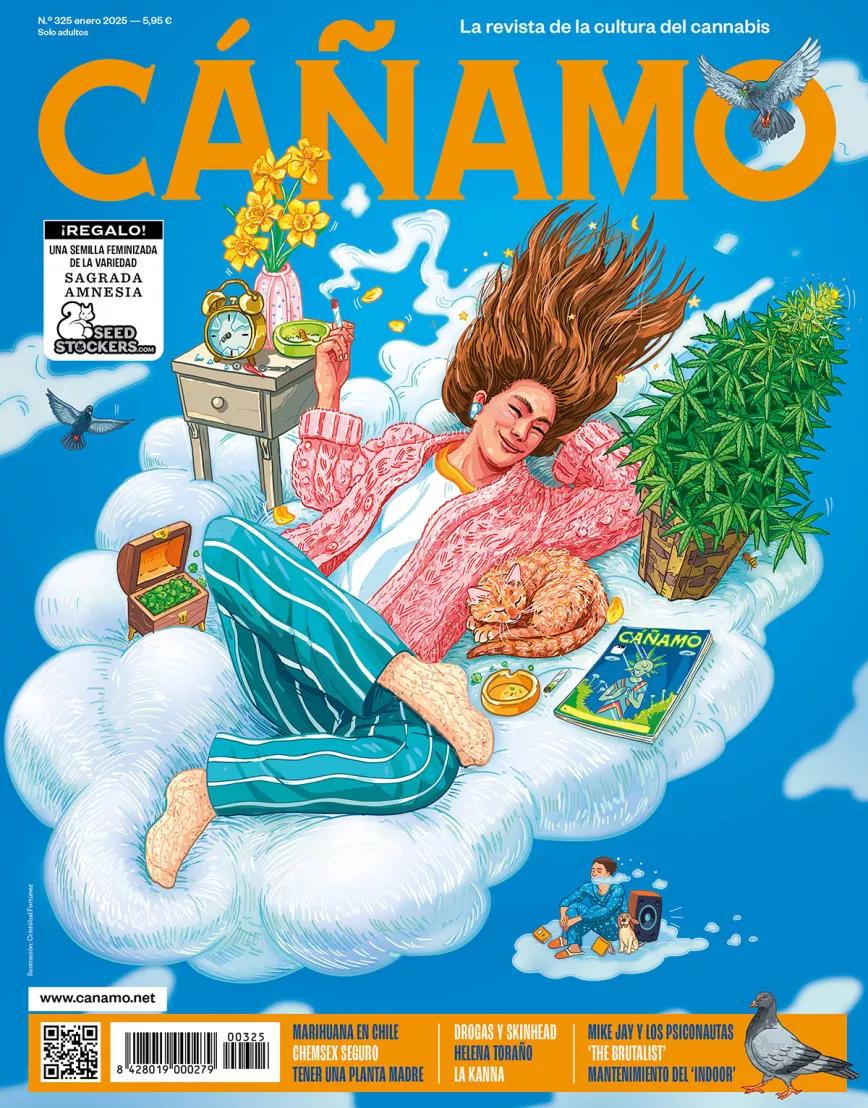 Revista Cáñamo 325. Portada de Cristóbal Fortúnez.