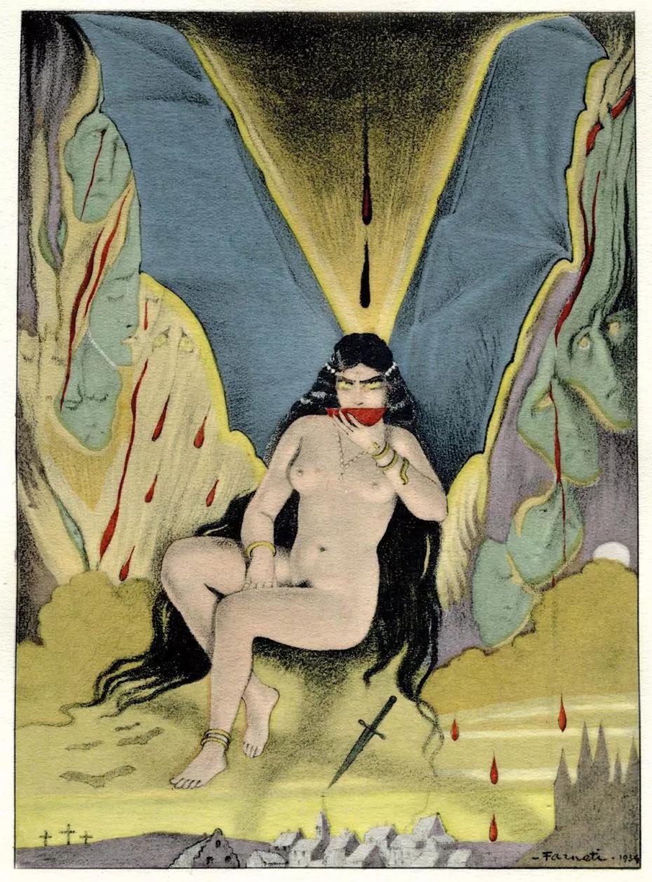Ilustración de Carlo Farneti para Les Fleurs du mal, 1935.