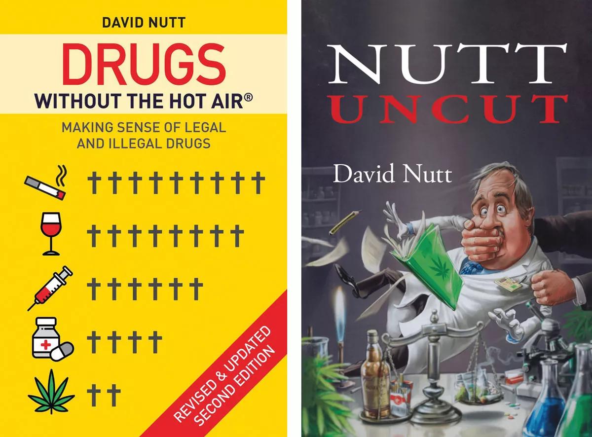 Entre sus libros destacan Drugs without the Hot Air: Making Sense of Legal and Illegal Drugs (2012, la portada corresponde a la segunda edición, actualizada y ampliada en 2020) y Nutt Uncut, publicado este año, y cuya ilustración de cubierta lo representa con humor como a un científico al que hay que callar. Los beneficios de ambos libros van destinados a DrugScience