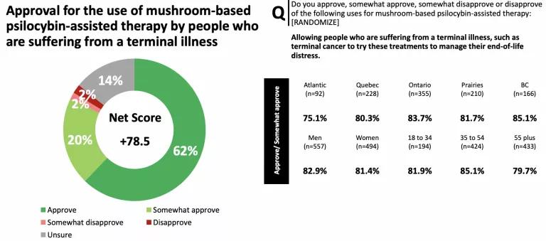 El 78% de los canadienses apoya el acceso medicinal a los hongos psilocybe para pacientes terminales
